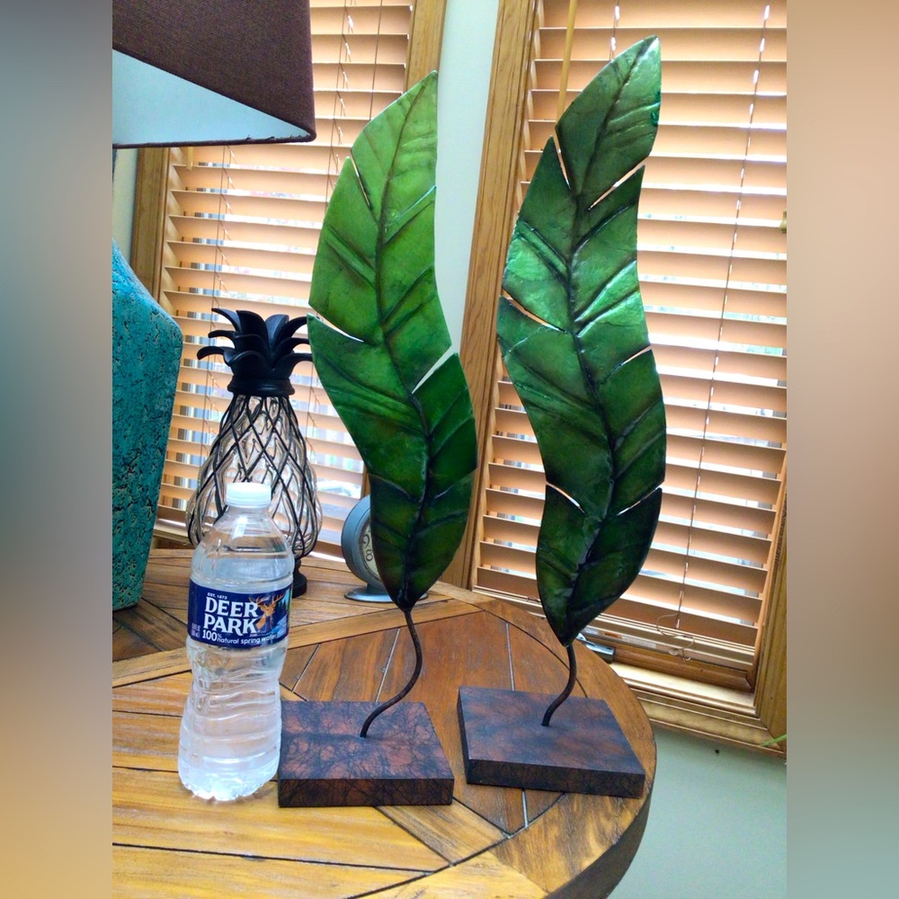Metal painted tropical leaves-2  EUC